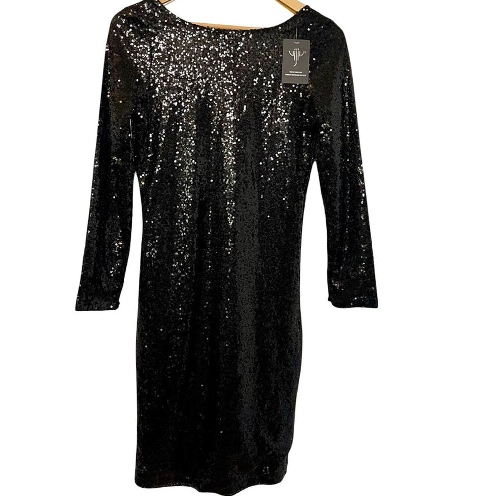 Vision for Innovation Black Sequin Bodycon Mini  Party Dress Size S NWT